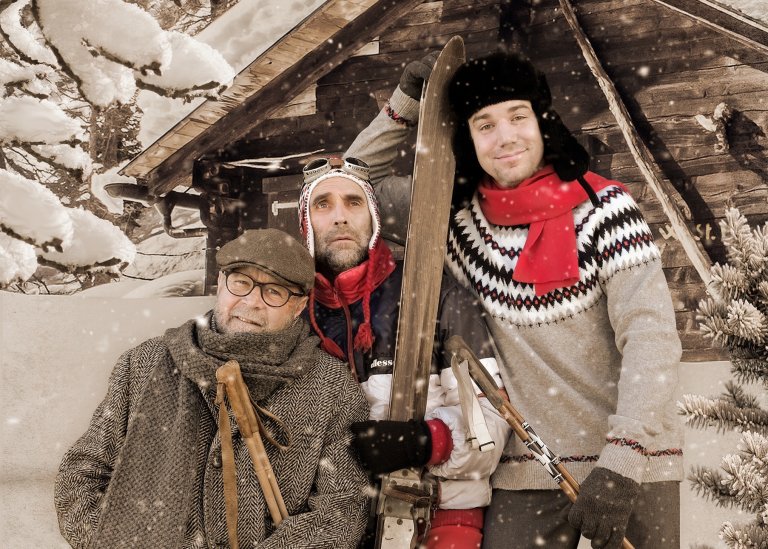 Drei Männer im Schnee